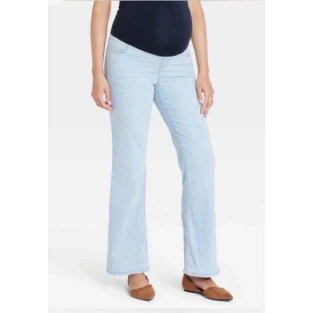 Isabel Maternity by Ingrid & Isabel Flare Jeans Light Wash Crossover Panel 10
